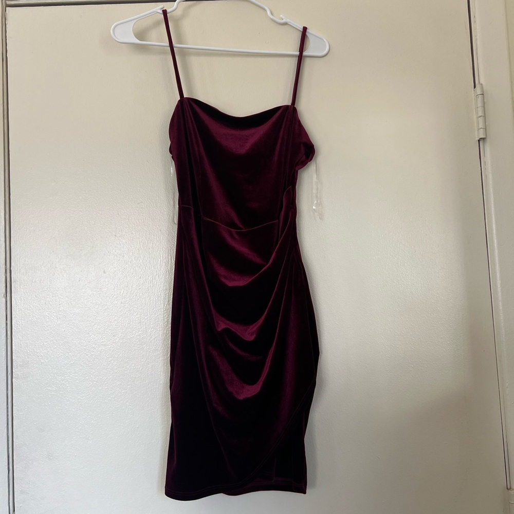 Maroon Velvet Midi Dress